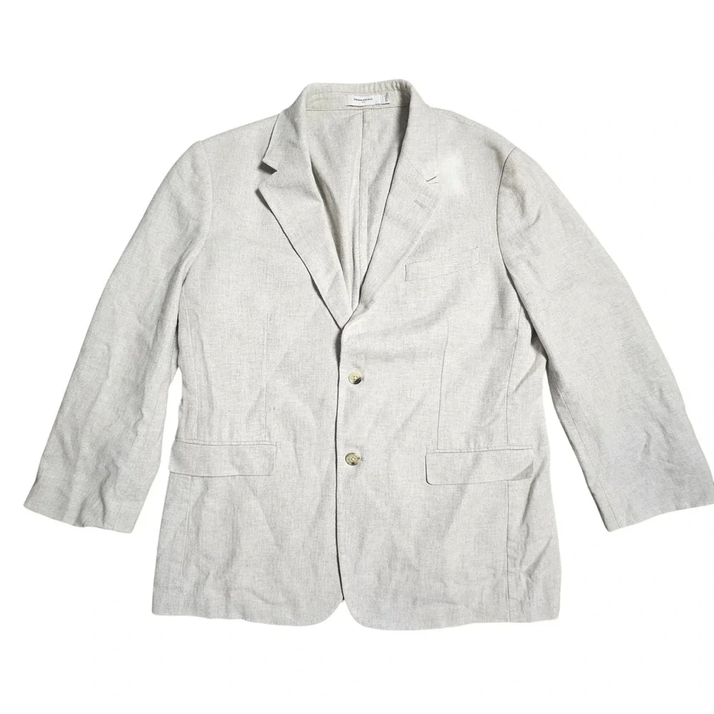 Banana Republic Tailored Linen Blend Herringbone Blazer Sport Coat 44R Old Money